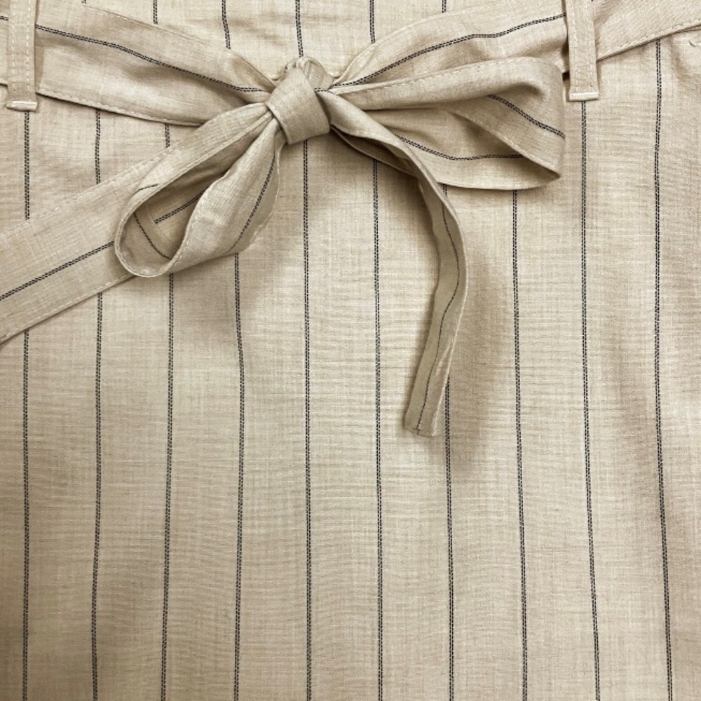 BANANA REPUBLIC Straight Skirt Women’s SZ Petite 00P Beige Pinstripe Tie Belt - Picture 2 of 7